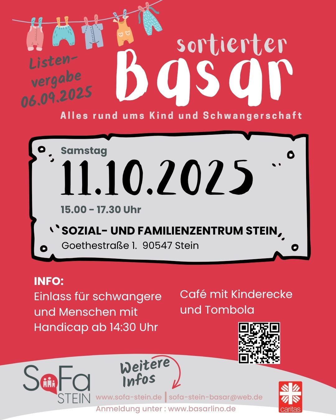 Sortierter Basar für Kinderkleidung und Spielzeug